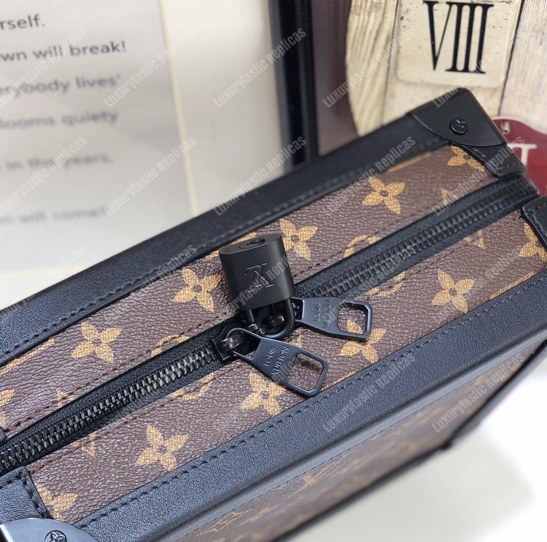LV Soft Trunk Monogram Coated Canvas Black Trim