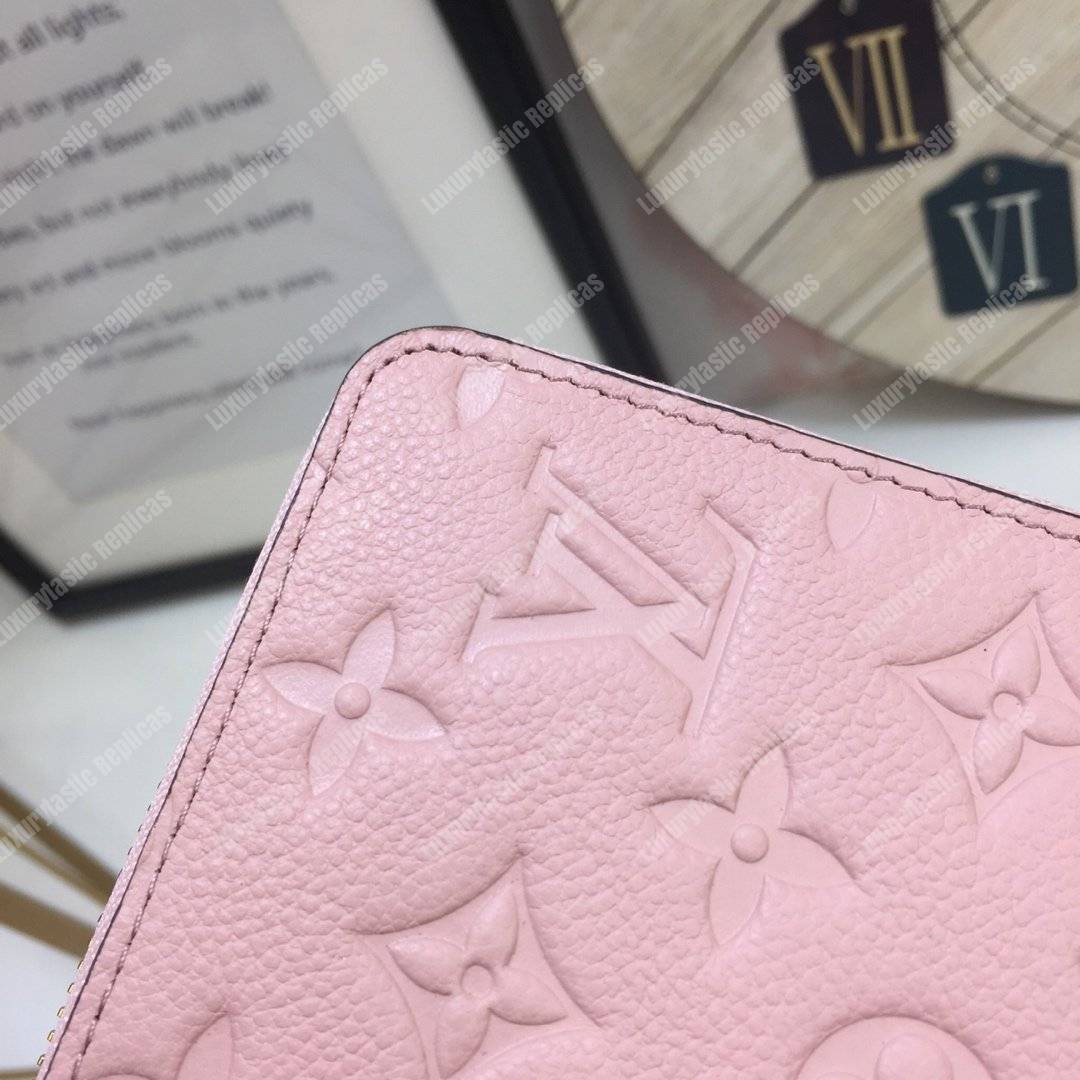 LV Clemence Wallet Monogram Empreinte Leather Rose Ballerine Pink