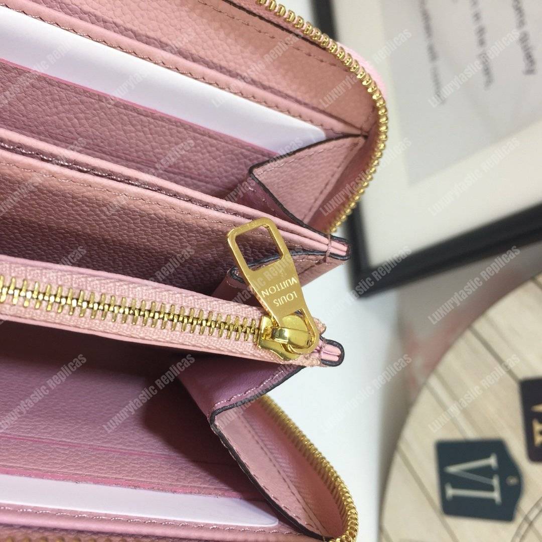 LV Clemence Wallet Monogram Empreinte Leather Rose Ballerine Pink