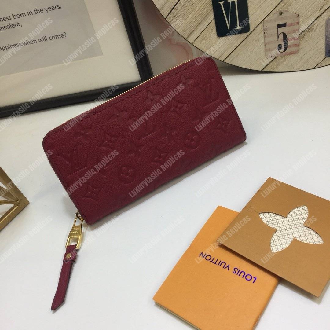 LV Clemence Wallet Monogram Empreinte Leather Aurore