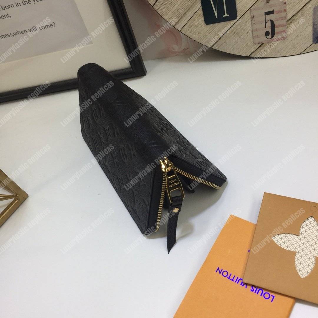 LV Clemence Wallet Monogram Empreinte Leather Noir