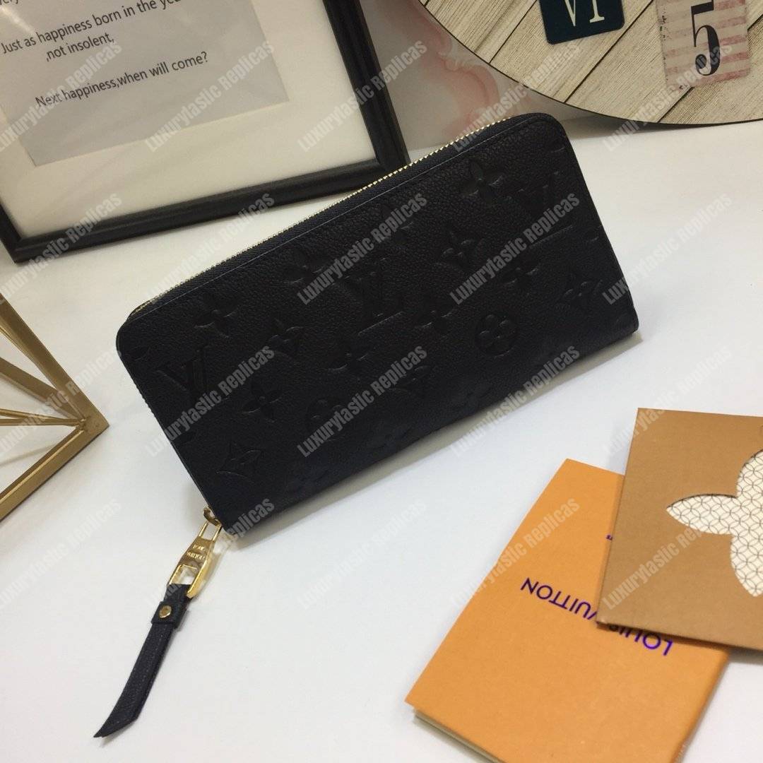 LV Clemence Wallet Monogram Empreinte Leather Noir