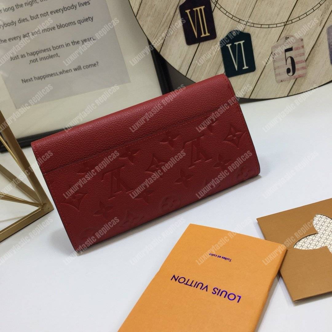 LV Sarah Wallet Monogram Empreinte Leather Cerise Red