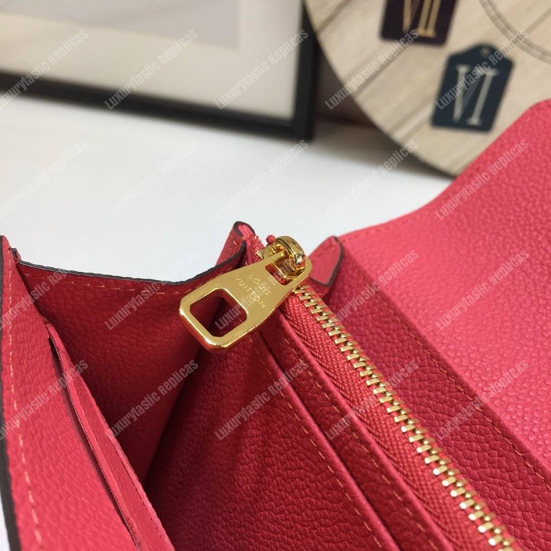 LV Sarah Wallet Monogram Empreinte Leather Scarlet