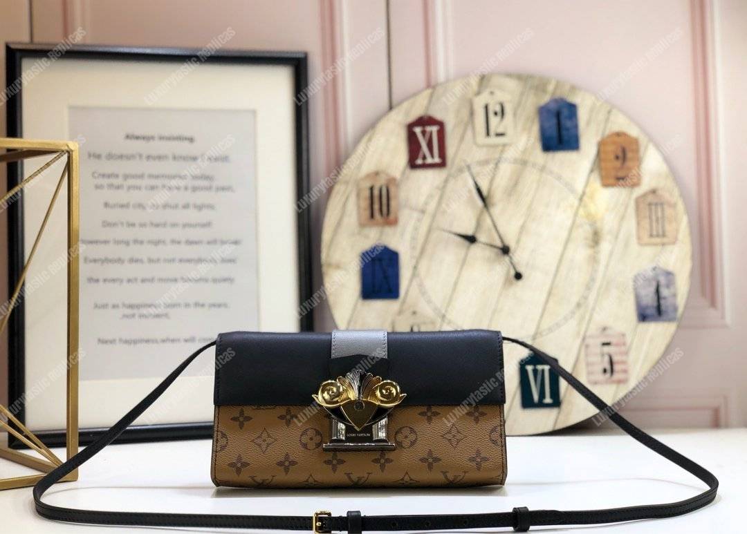 LV Column Clutch Monogram Canvas Black