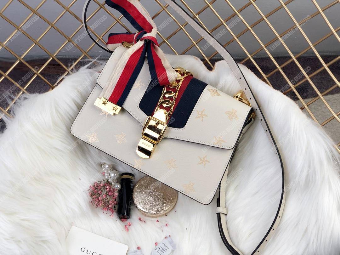G*u*i sylvie bee star small shoulder bag white