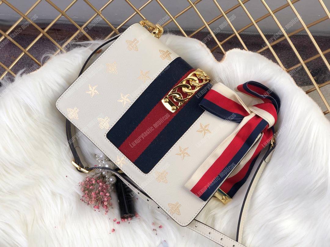 G*u*i sylvie bee star small shoulder bag white