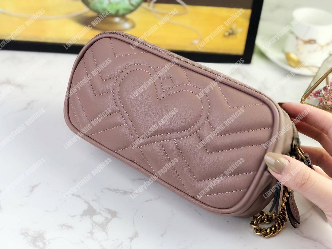 G*u*i gg marmont mini chain bag 3 zips dusty pink