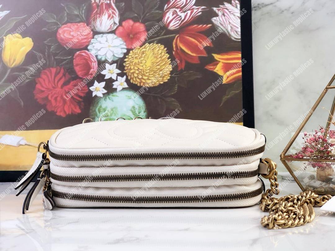 G*u*i gg marmont mini chain bag 3 zips white