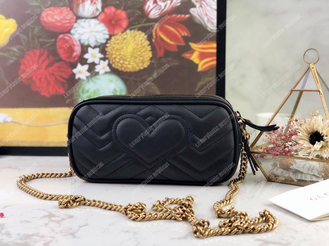 G*u*i gg marmont mini chain bag 3 zips black