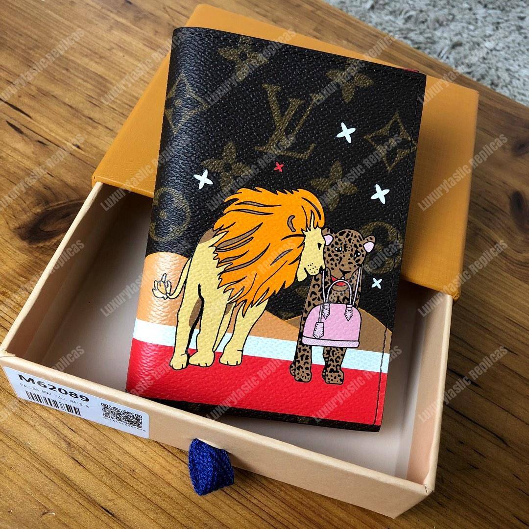 LV Passport Cover Monogram Lion and Cheetah