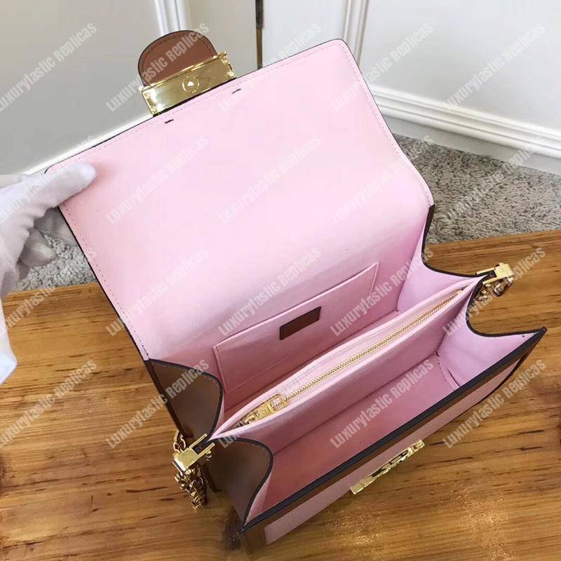 LV Dauphine MM Taurillon Leather Bruni/Strawberry Milk