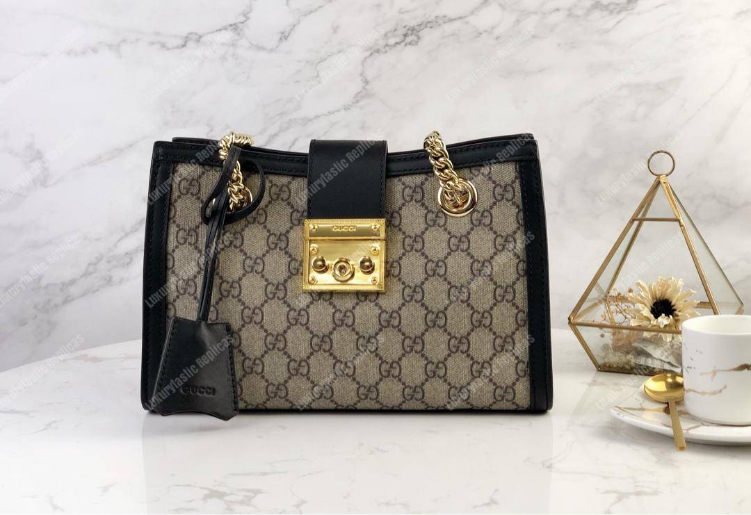 G*u*i padlock small shoulder bag black