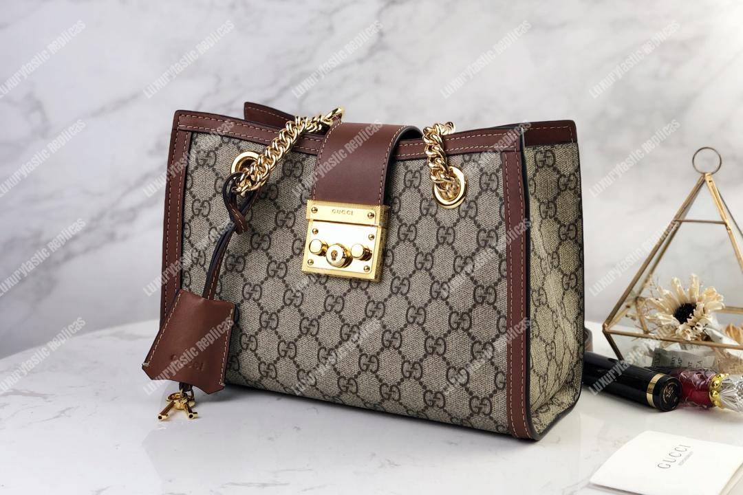 G*u*i padlock small shoulder bag brown