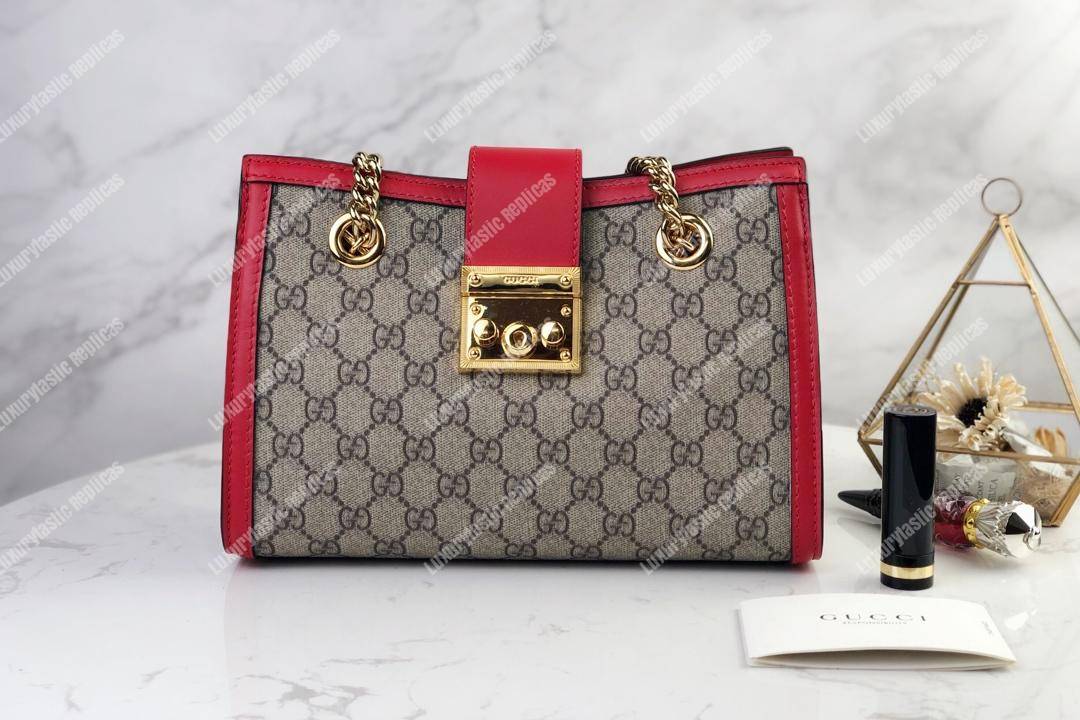 G*u*i padlock small shoulder bag red