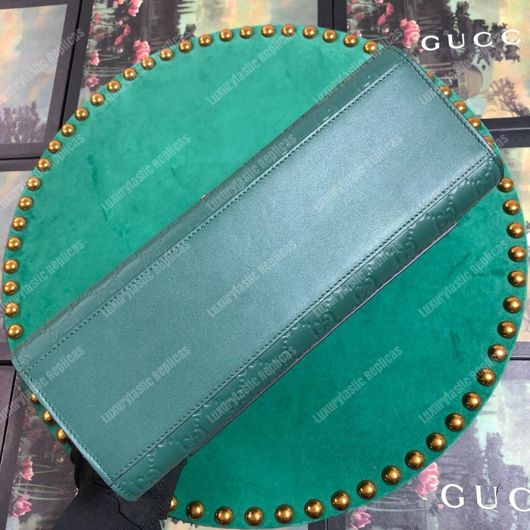 G*u*i padlock medium signature shoulder bag green