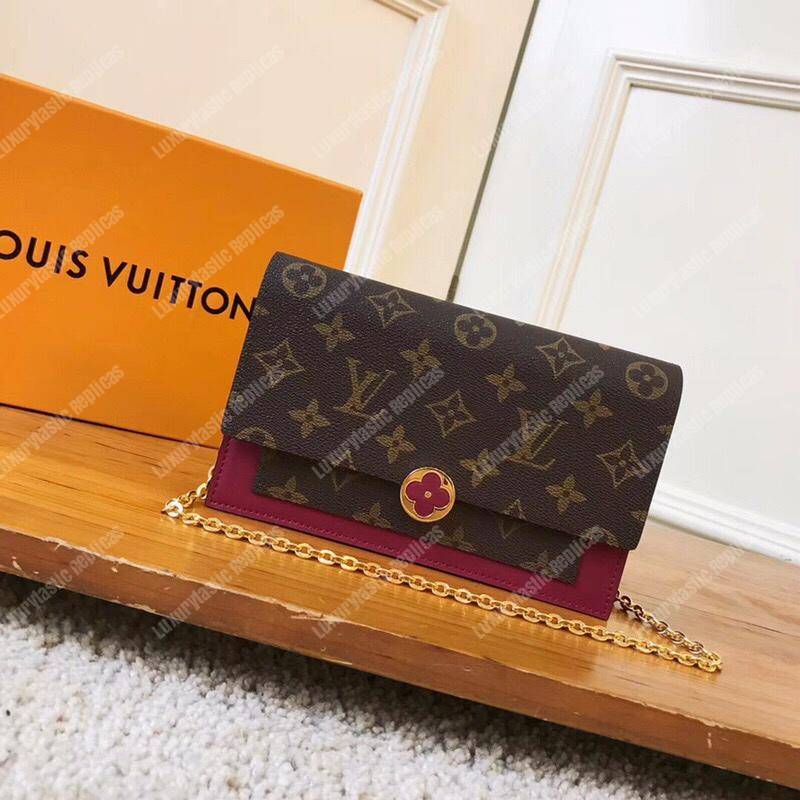 LV Flore Chain Wallet Monogram Fuchsia