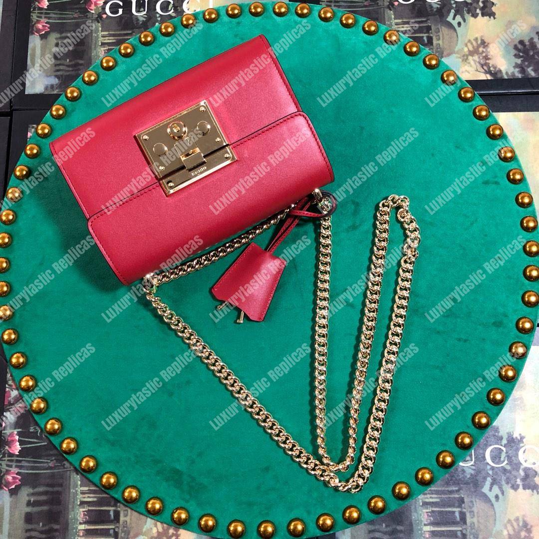 G*u*i padlock small leather shoulder bag red