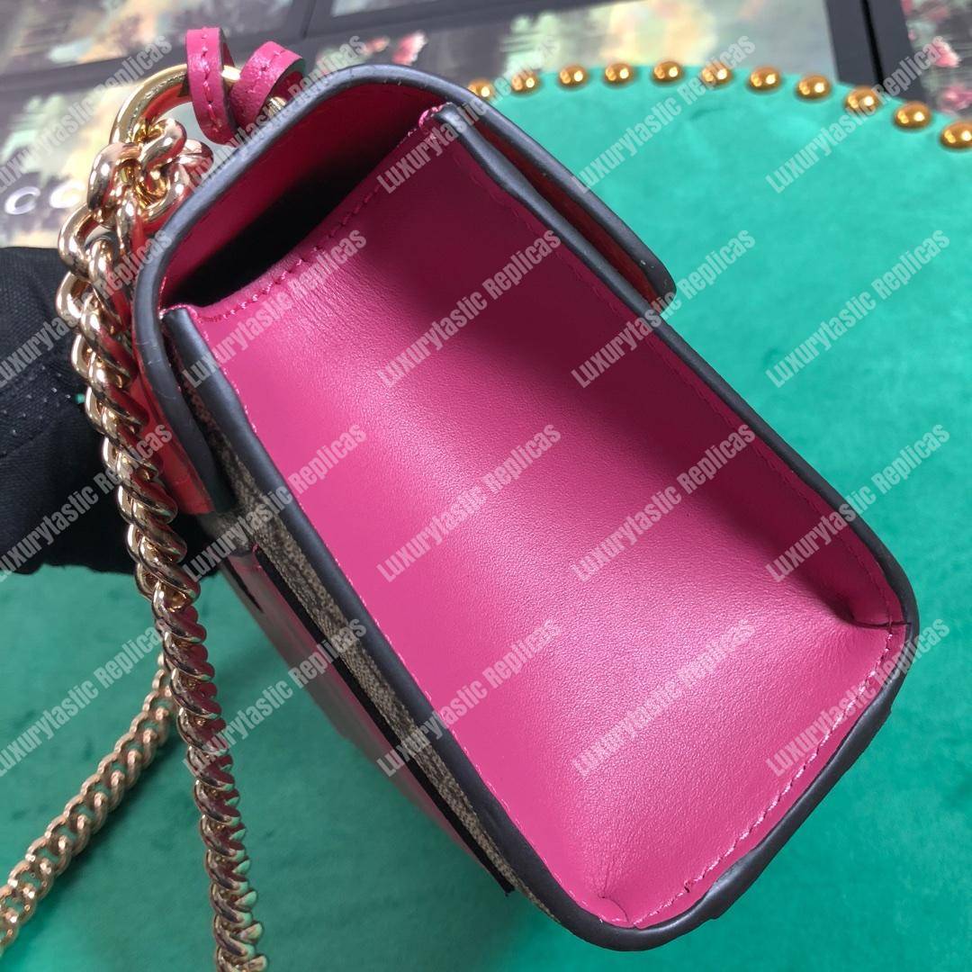 G*u*i padlock small gg sup*e canvas shoulder bag red/fuchsia