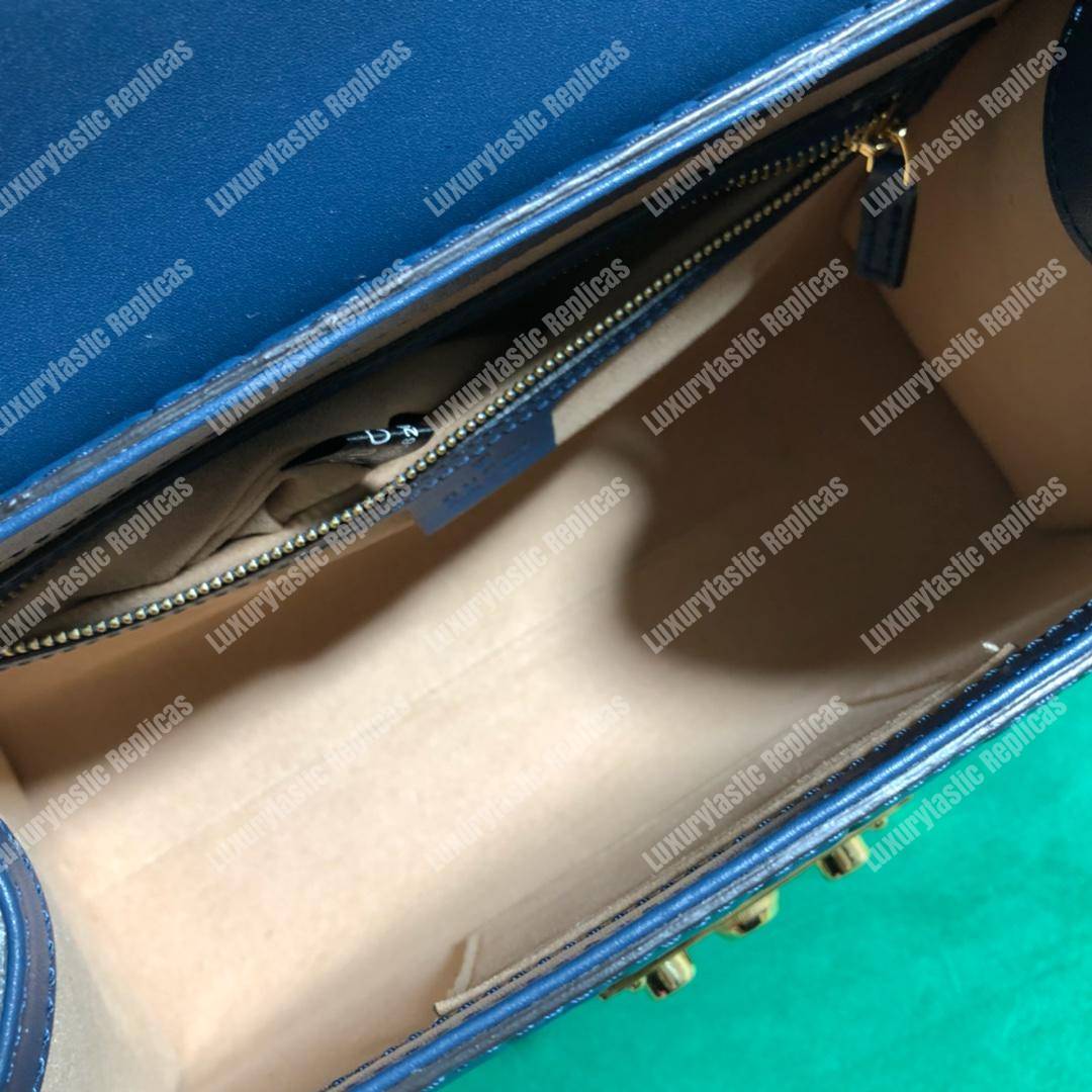G*u*i padlock small signature top handle bag blue