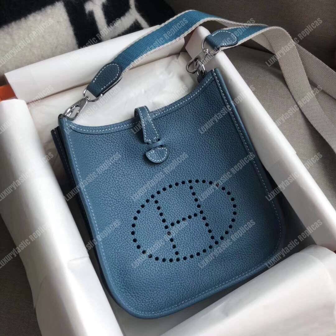 H**mes mini evelyne iii 17 clemence bag bleu nuit