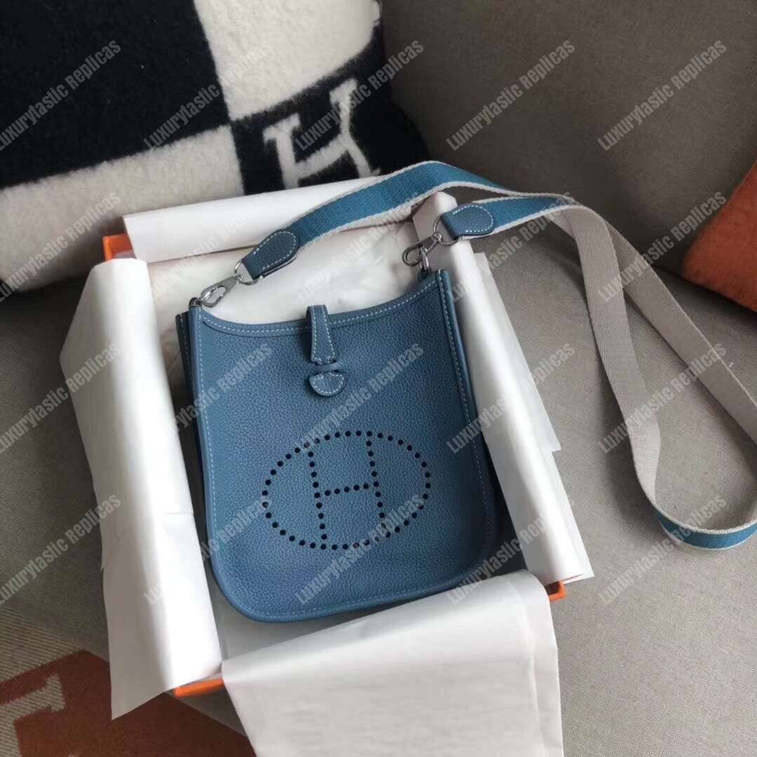H**mes mini evelyne iii 17 clemence bag bleu nuit