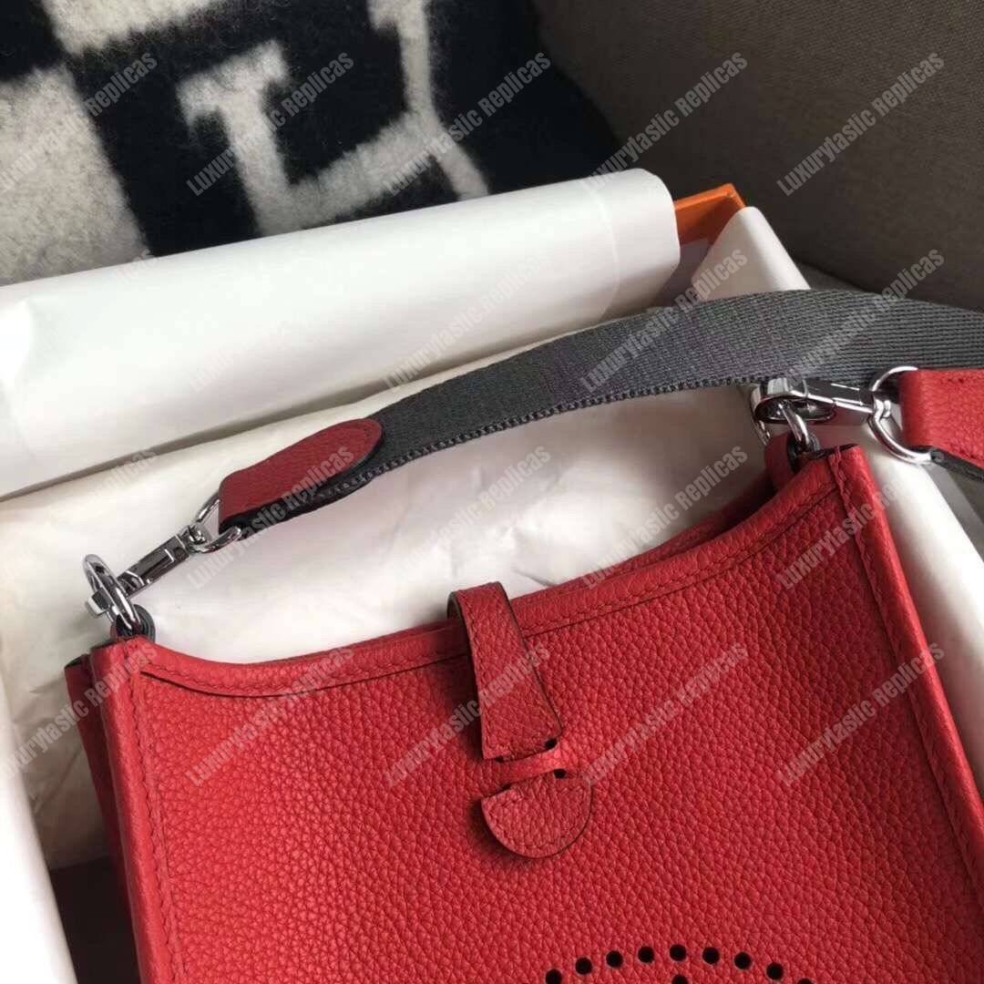 H**mes mini evelyne iii 17 clemence bag rouge casaque