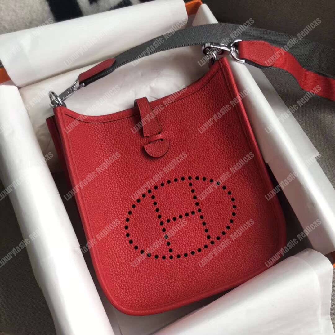 H**mes mini evelyne iii 17 clemence bag rouge casaque