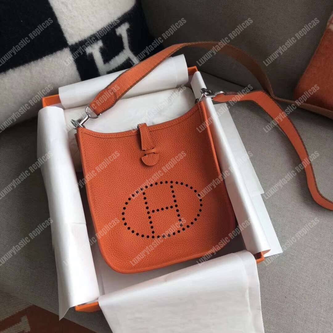 H**mes mini evelyne iii 17 clemence bag orange
