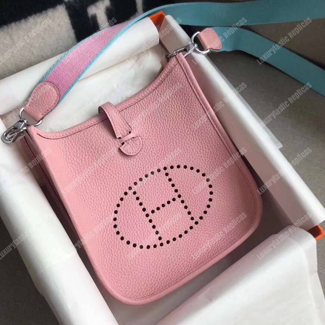H**mes mini evelyne iii 17 clemence bag sakura pink