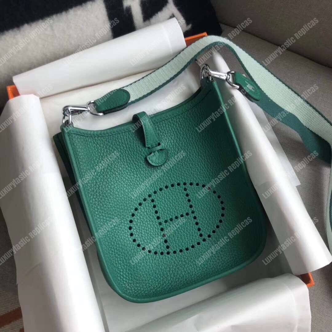 H**mes mini evelyne iii 17 clemence bag vert vertigo