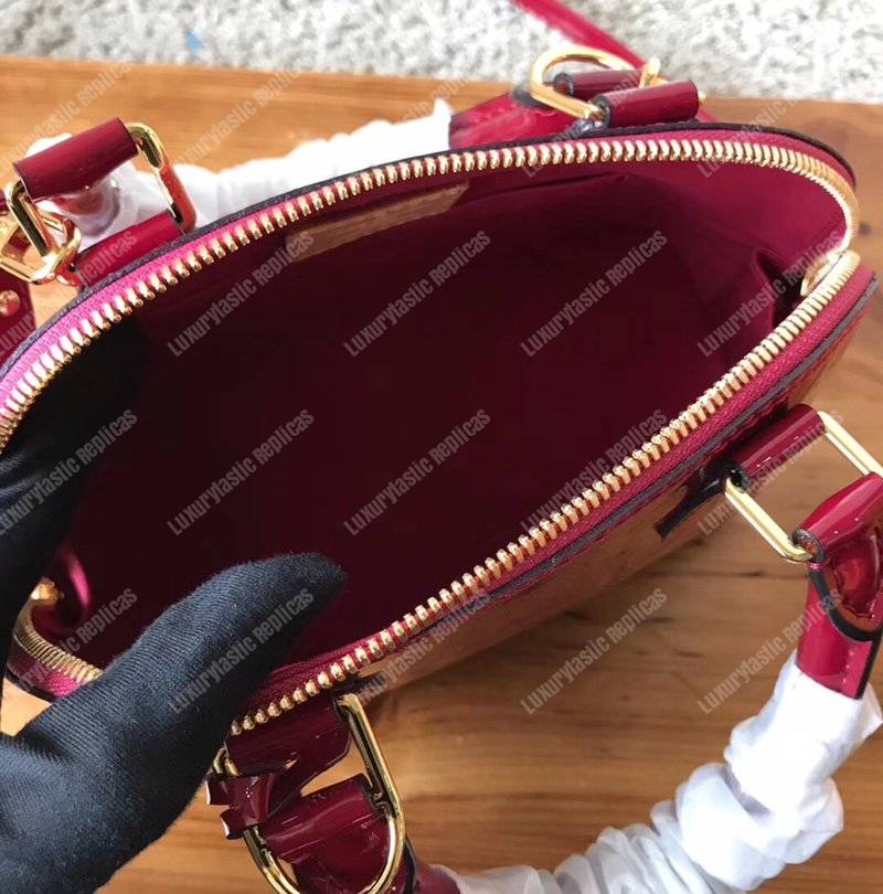 LV Alma BB Monogram Vernis Leather Magenta