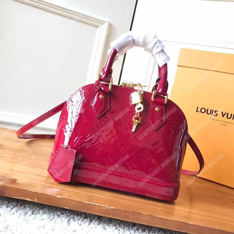LV Alma BB Monogram Vernis Leather Magenta