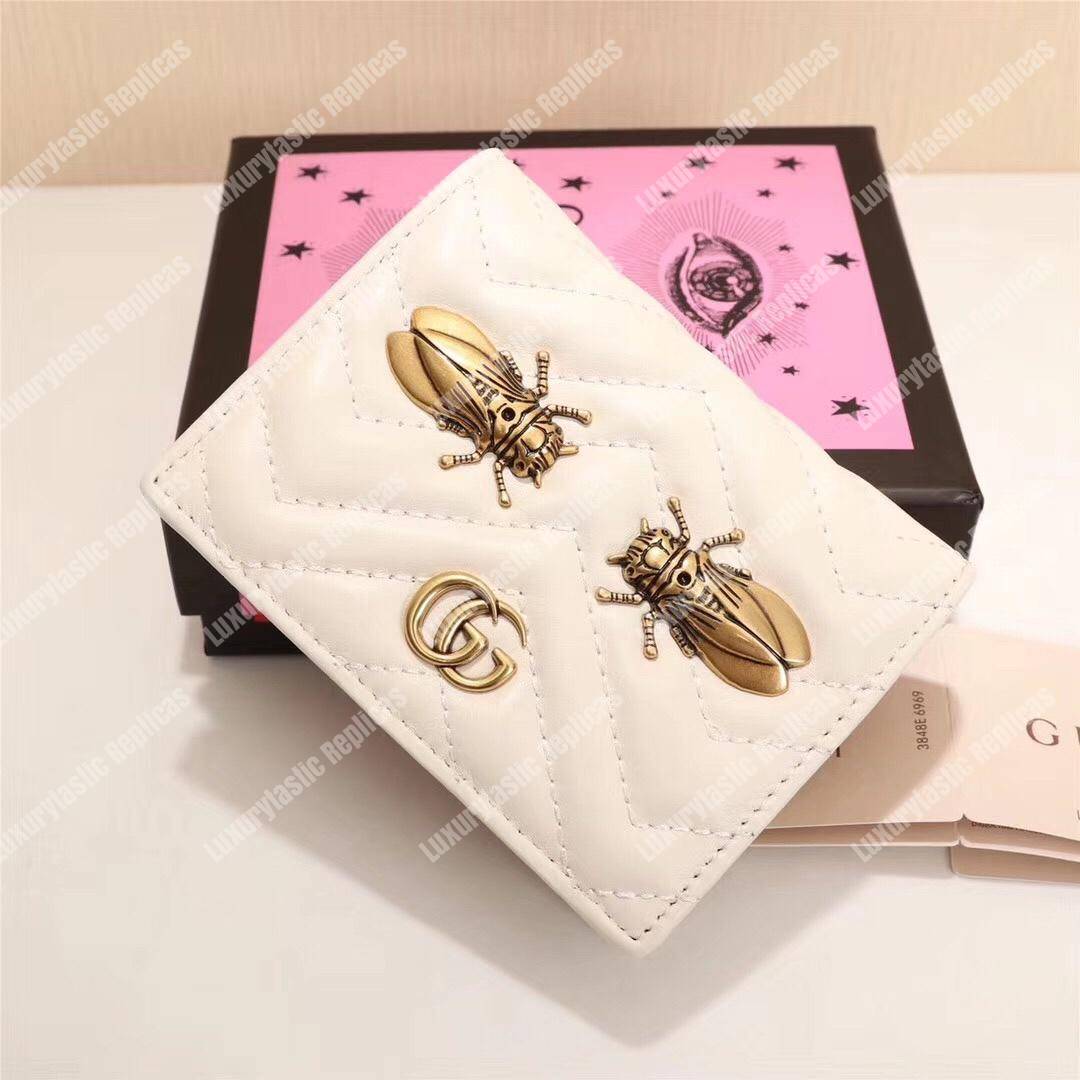 G*u*i gg marmont card case wallet with cicada white