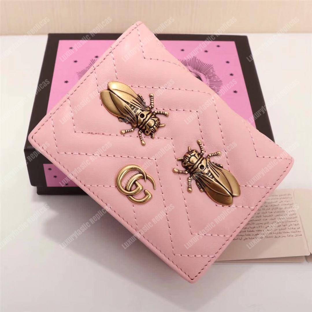 G*u*i gg marmont card case wallet with cicada pink