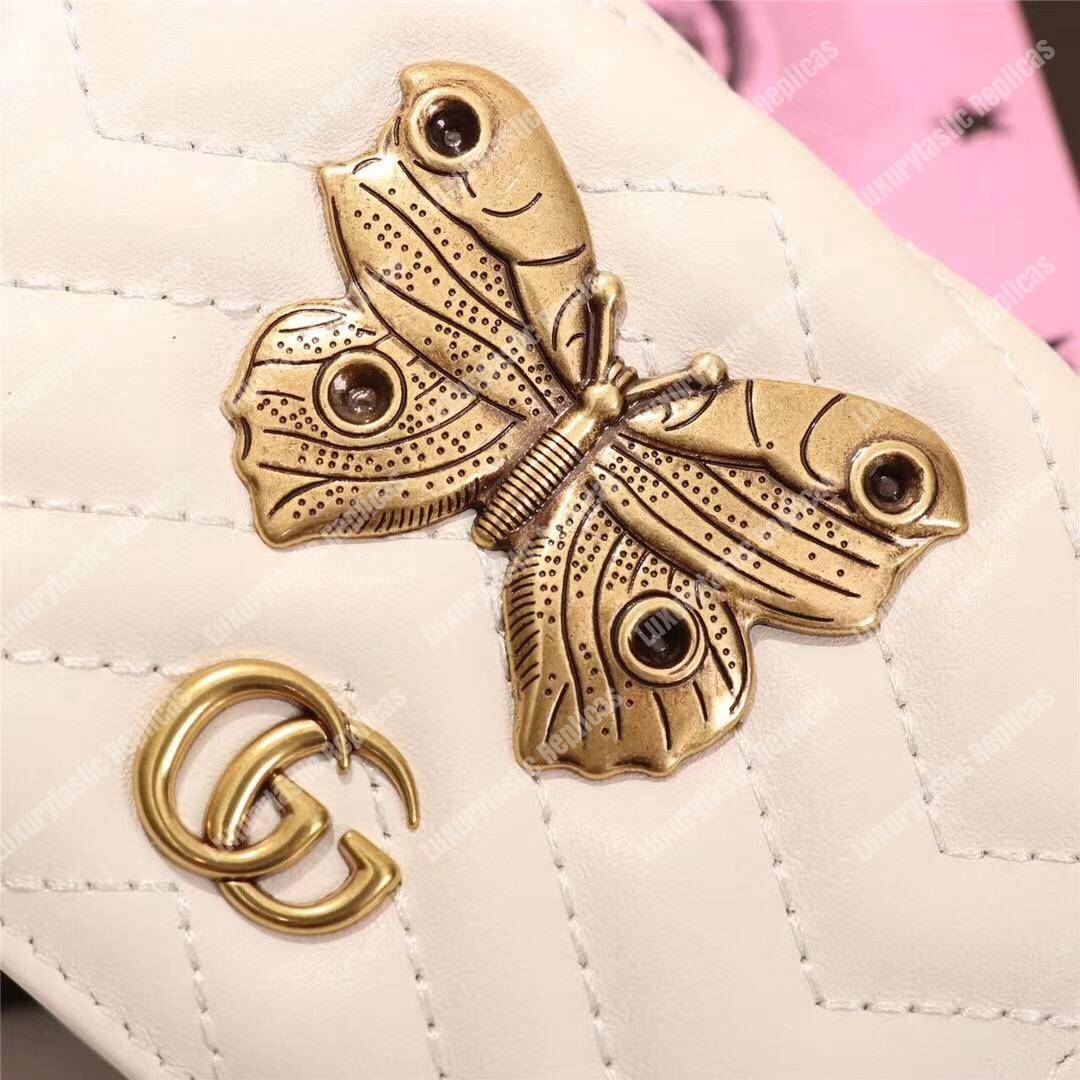G*u*i gg marmont card case wallet with butterfly white