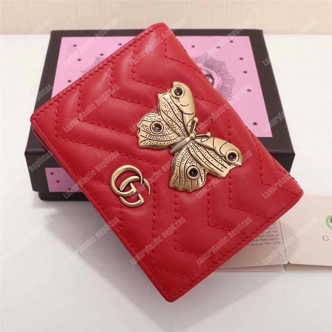 G*u*i gg marmont card case wallet with butterfly red