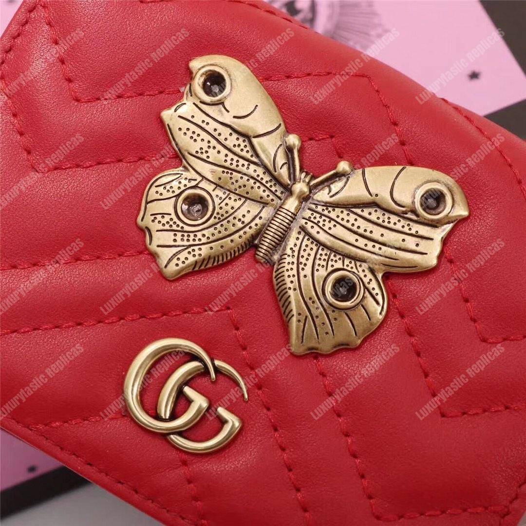 G*u*i gg marmont card case wallet with butterfly red