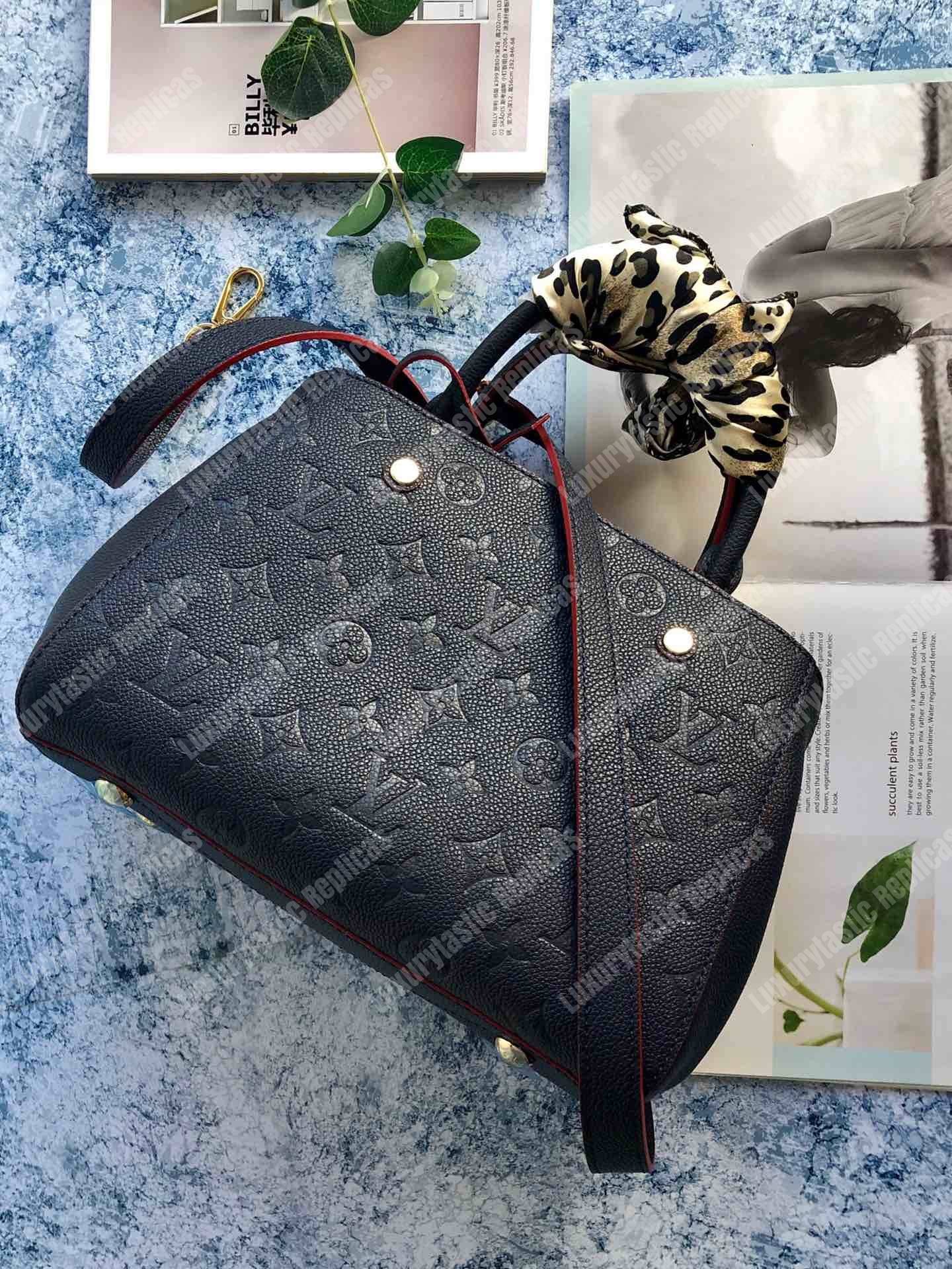 LV Montaigne BB Monogram Empreinte Leather Marine Rouge