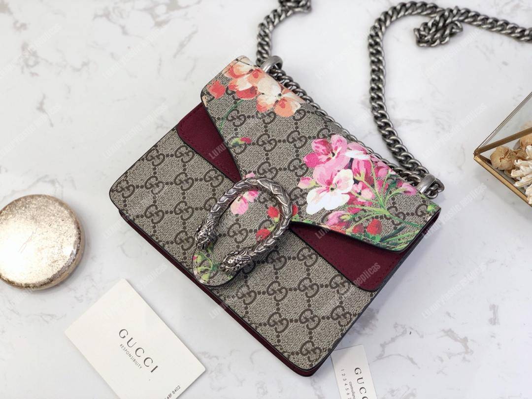 G*u*i blooms dionysus gg sup*e mini bag beige burgundy