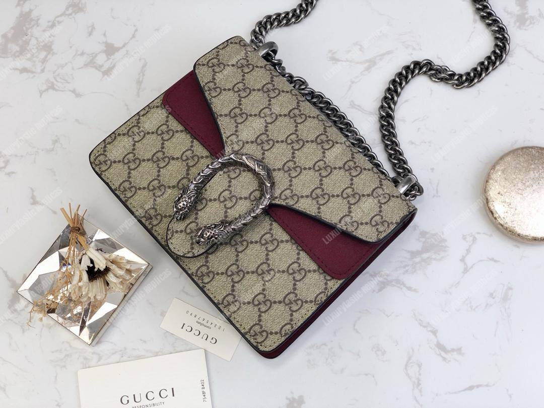 G*u*i dionysus gg sup*e mini bag beige burgundy