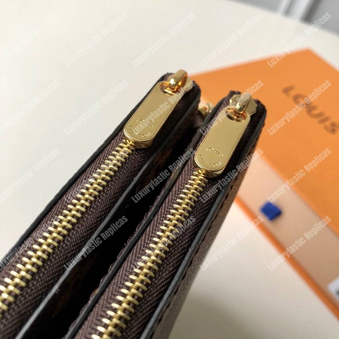 LV Pochette Double Zip Monogram Canvas Noir Blooming Flowers