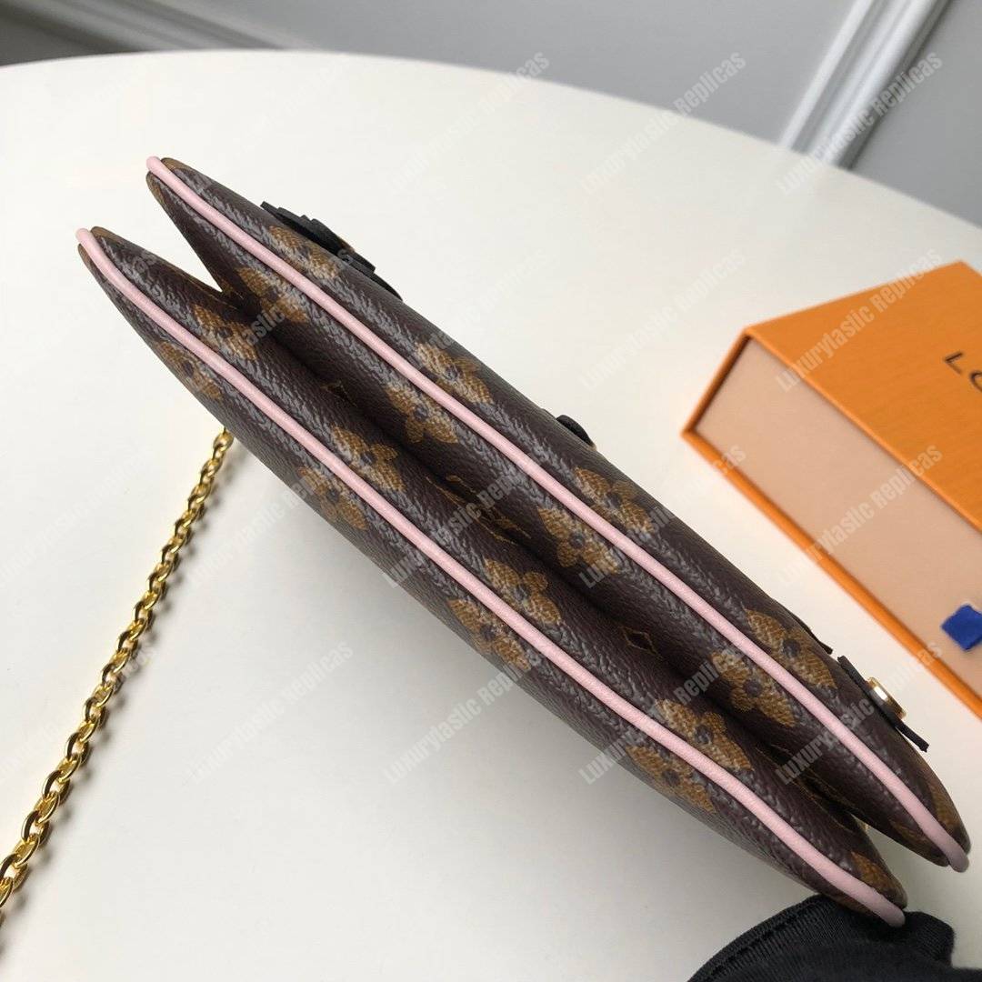 LV Pochette Double Zip Monogram Canvas Pink Blooming Flowers