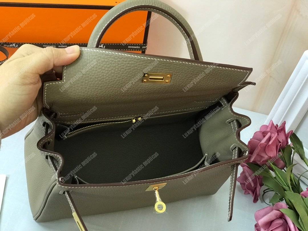 H**mes kelly 25 togo etoupe gold-toned hardware
