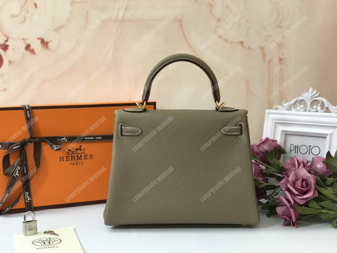 H**mes kelly 25 togo etoupe gold-toned hardware