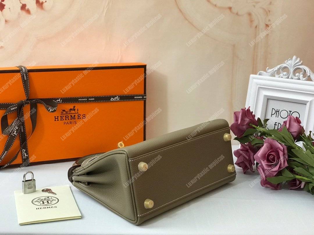 H**mes kelly 25 togo etoupe gold-toned hardware