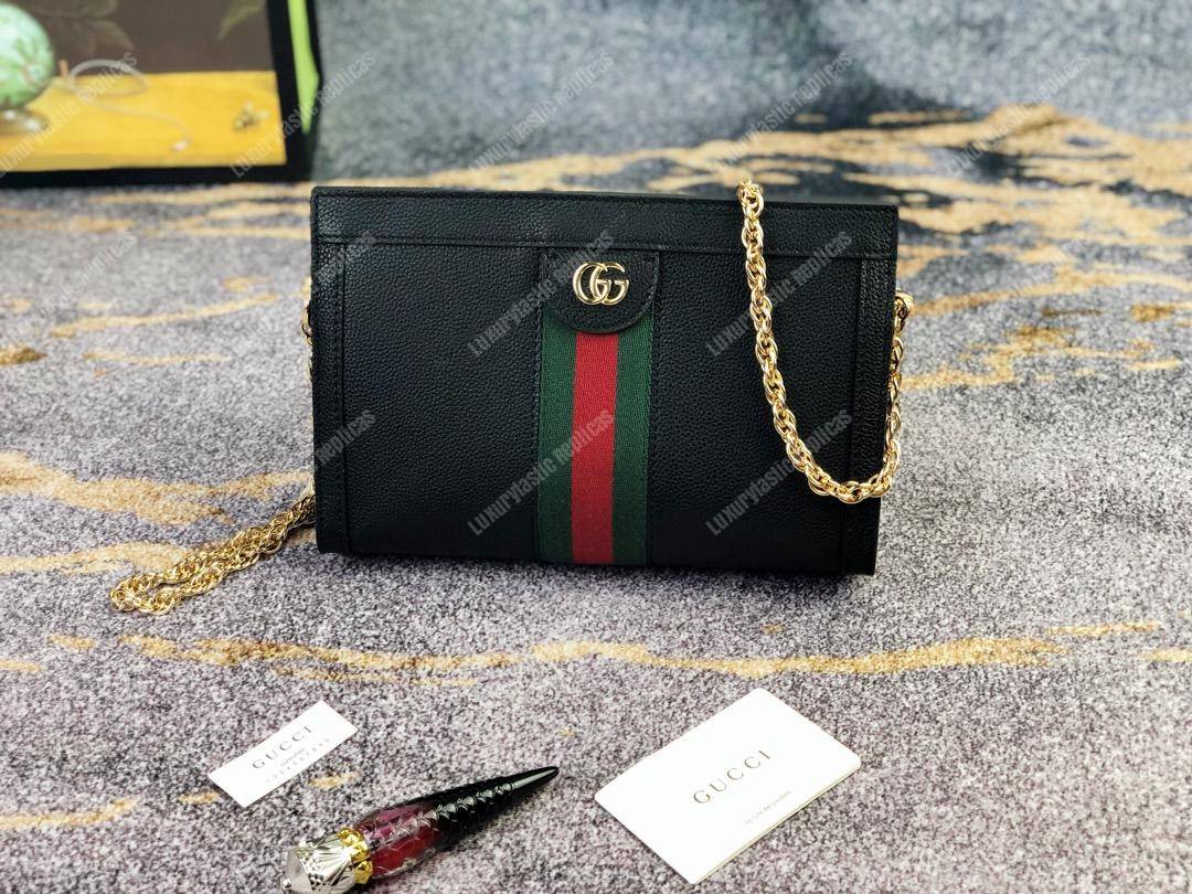 G*u*i ophidia leather small shoulder bag black