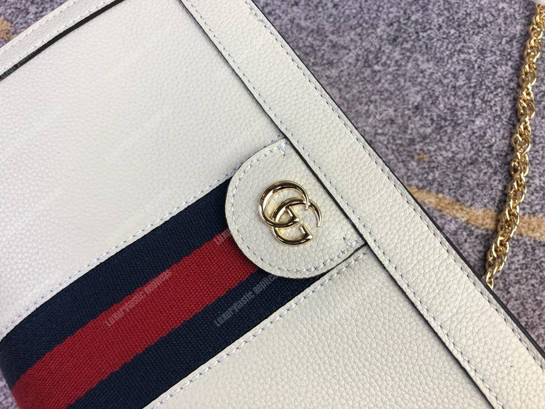 G*u*i ophidia leather small shoulder bag white