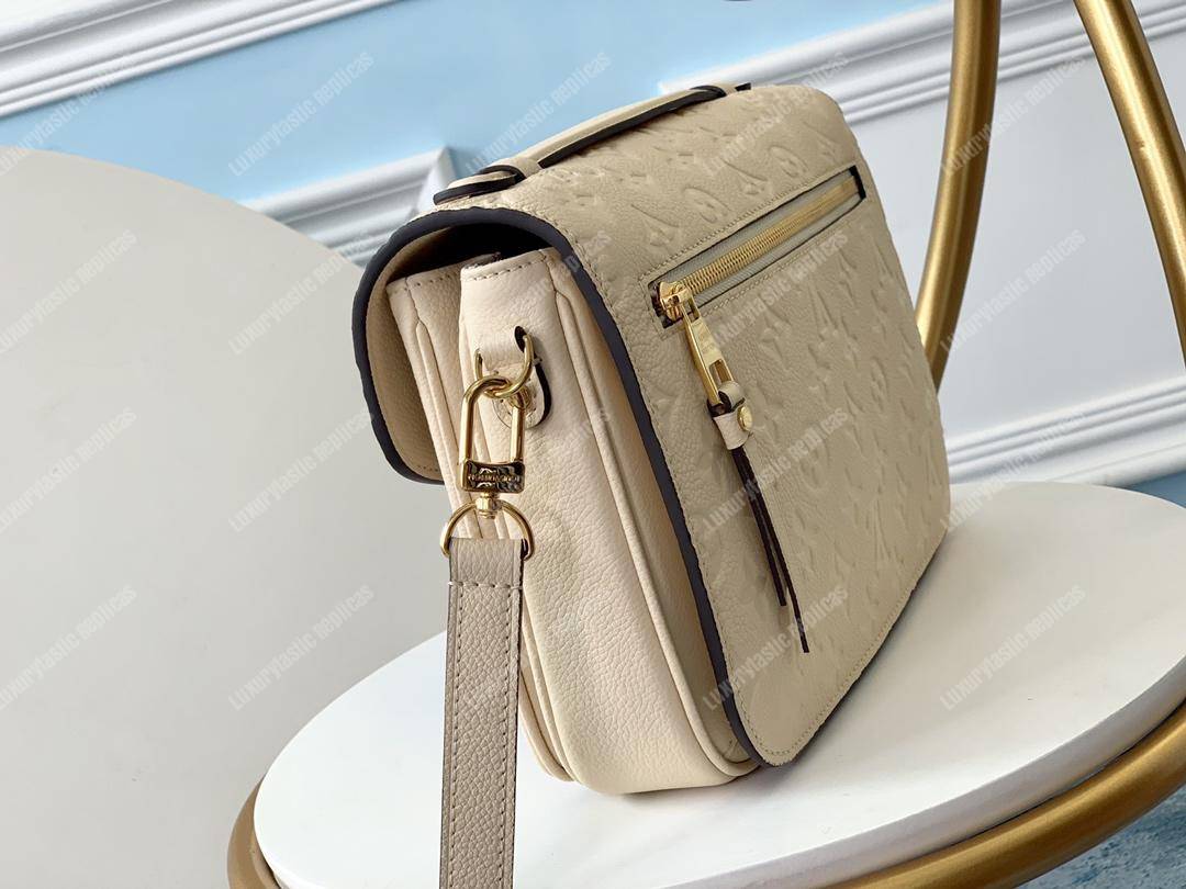 LV Pochette Metis Monogram Empreinte Leather Creme