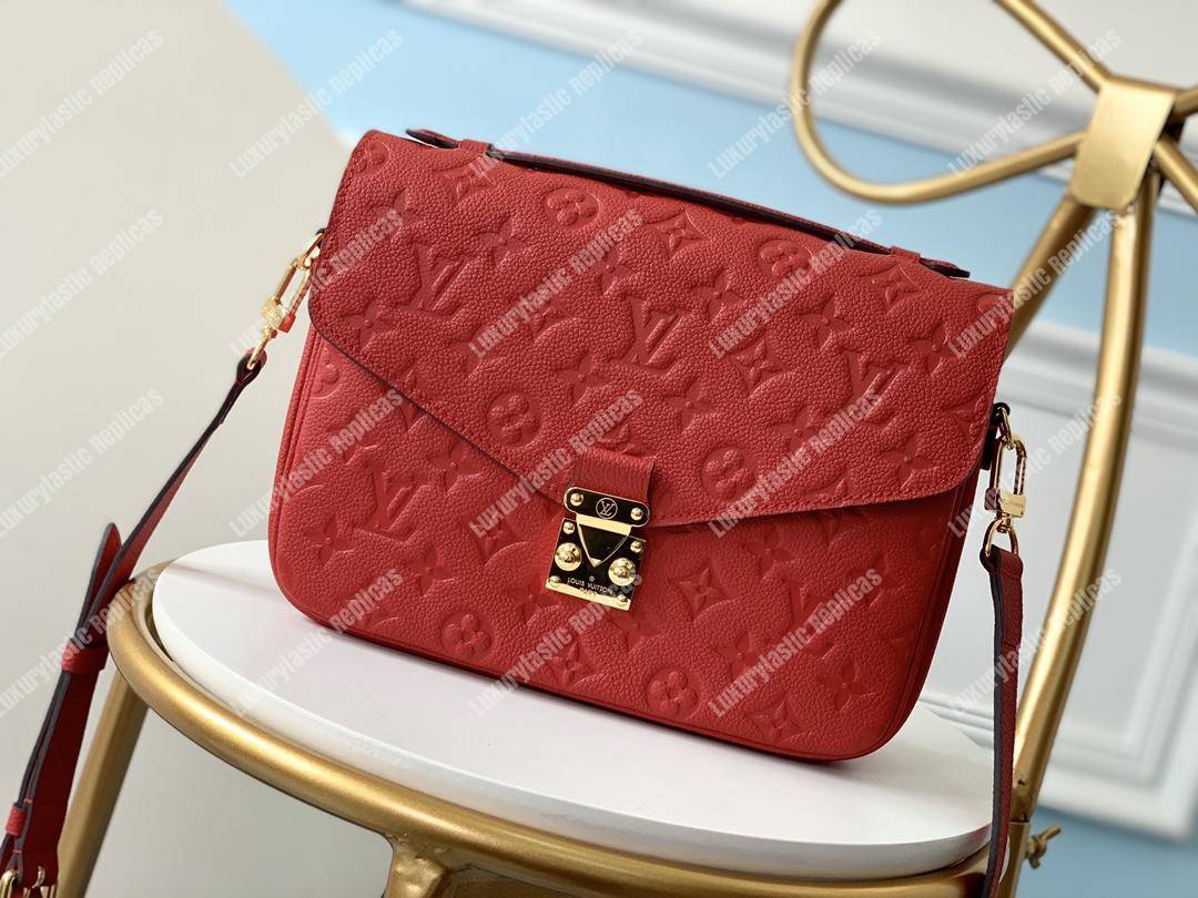 LV Pochette Metis Monogram Empreinte Leather Cerise